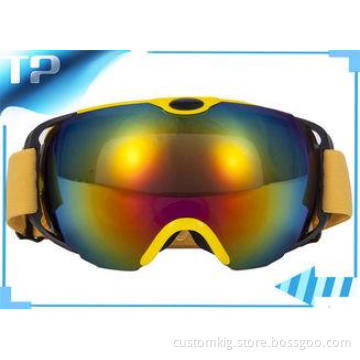 TPU Custom Yellow Reflective Ski Goggles Windproof / Dustpr